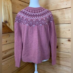 Sunice Cotton Wool Fair Isle Girls Large Sweater Pink‎ Fisherman Coastal Soft